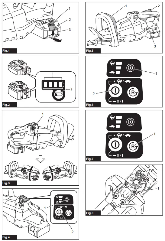 makita DUH502 Cordless Hedge Trimmer - Fig 1