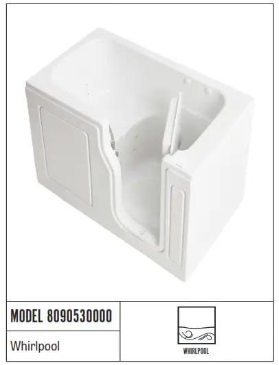 MANSFIELD 8090530000 Acrylic Rectangular Right Drain Walk In Whirlpool Tub