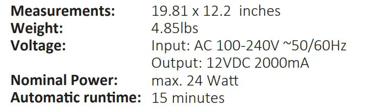 COMFIER CF-6302G Neck and Shoulder Shiatsu Massager with Heat - TECHNICAL DATA