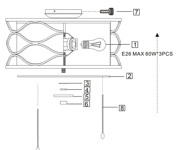 SILJOY CFL-8432 52-Inch Crystal Ceiling Fan - 15