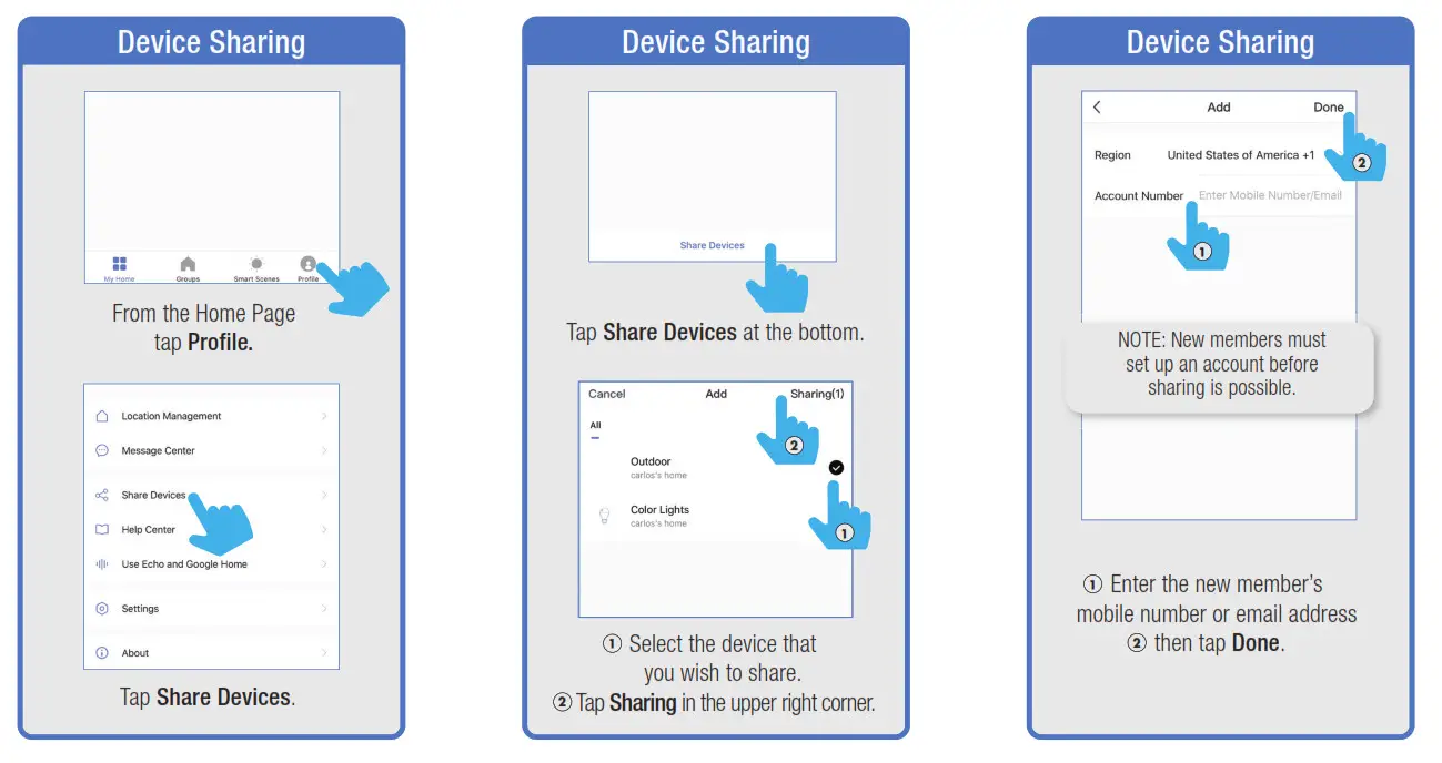 Feit Alexa - Siri - Google Assistant Setup - PROFILE DEVICE SHARING