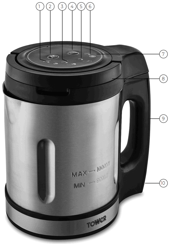 ToWeR T12056 1 Litre Compact Soup and Smoothie Maker - Specifications