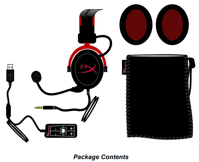 HYPERX KHX-HSCP-GM Cloud II 7.1 Surround Sound Gaming Headset - Package Contents