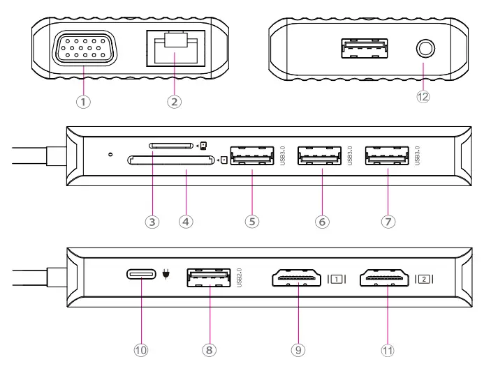 Dolovo RU17A H2V Docking Station for MacBook Windows USB C Laptop