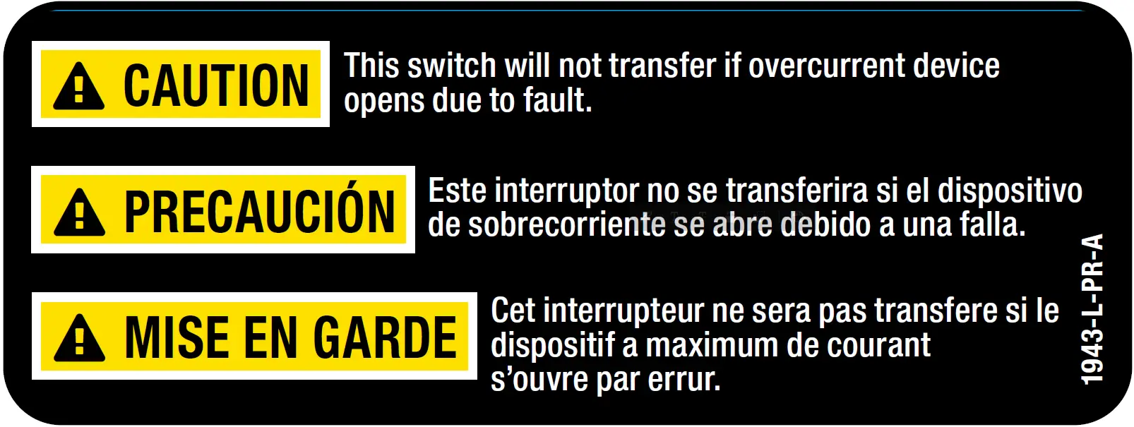 Caution Overcurrent Device