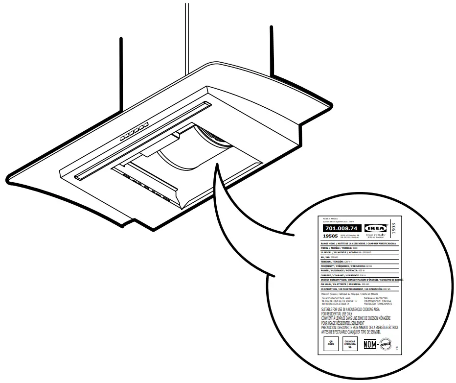 IKEA UNDANTAG Ceiling-Mounted Range Hood - fig