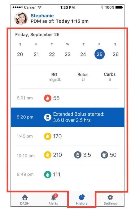 omnipod View App User Guide - Check Insulin and Blood Glucose History