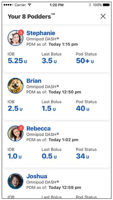 omnipod View App User Guide - Switch to a Different Podder