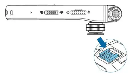 PHILIPS DVT4110 VoiceTracer Voice Recorder User Manual - Slip the hot shoe adapter into your camera’s hot shoe.