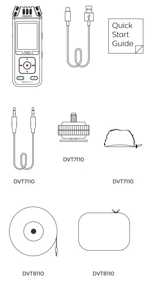 PHILIPS DVT4110 VoiceTracer Voice Recorder User Manual - What's in the box