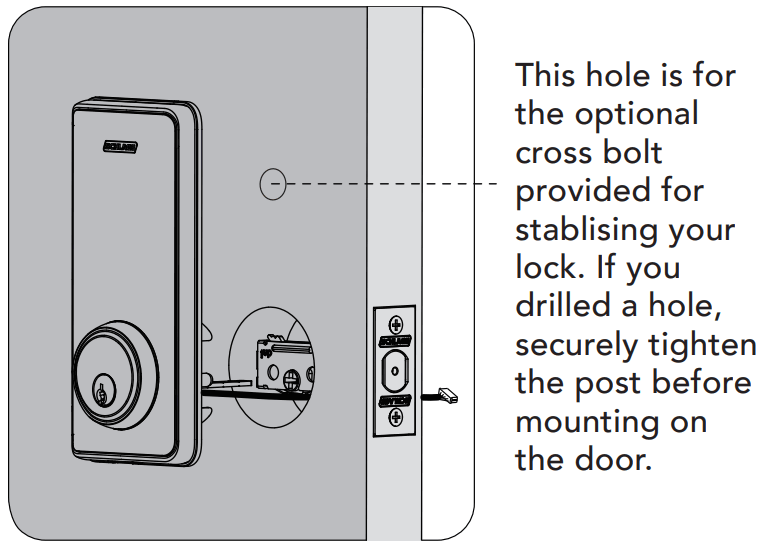 SCHLAGE 381368 Ease S1 Keyless Smart Deadbolt - door hole