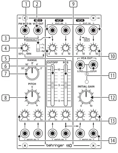 Behringer 110 VCO-VCF-VCA Synthesizer - Controls