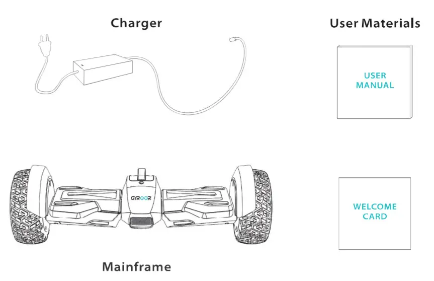 GYROOR F1 Hoverboard - packing list