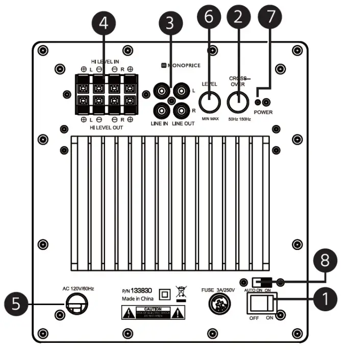 MONOPRICE MP SSW-8 8-Inch Powered Slim Subwoofer - Product Overview 2