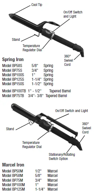 BaByliss PRO BP5875 Porcelain Ceramic Professional Curling Irons fig 1