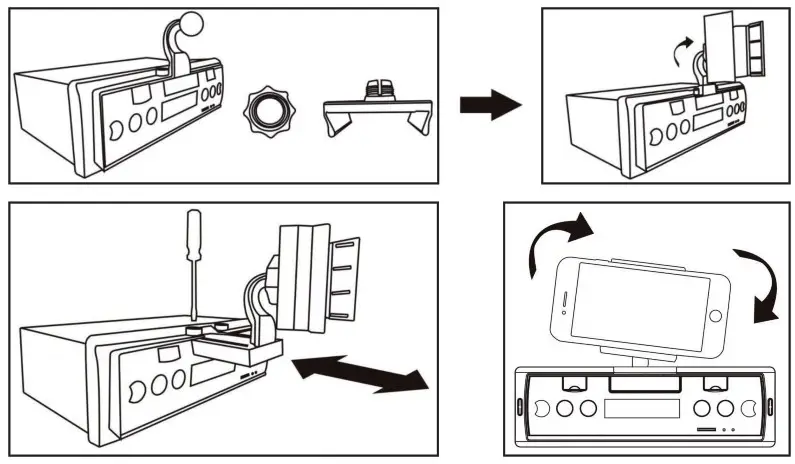 SOMOGYI VB 8000 Smart Car Radio Android apps - USING THE MOBILE HOLDER