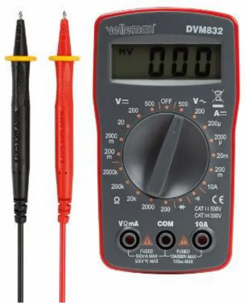 Velleman DVM832 DIGITAL MULTIMETER CAT II 500 V