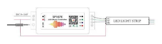 SP107E Bluetooth LED Music Controller Operating Instructions - Wire Connection