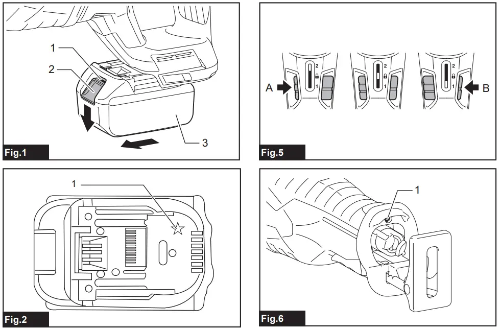 makita DJR187 Cordless Recipro Saw - fig1