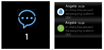 DENVER SW-161 Smartwatch - notification shortcut screen