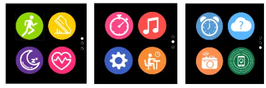 DENVER SW-161 Smartwatch - the menu screens