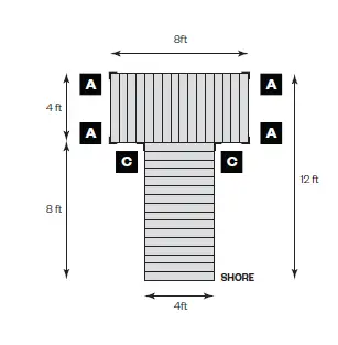 Tommy Docks 12' T-Style Cedar Complete Dock fig 21
