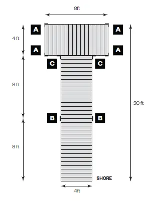 Tommy Docks 12' T-Style Cedar Complete Dock fig 22