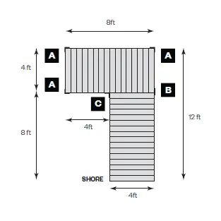 Tommy Docks 12' T-Style Cedar Complete Dock fig 23