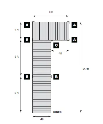 Tommy Docks 12' T-Style Cedar Complete Dock fig 24