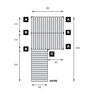 Tommy Docks 12' T-Style Cedar Complete Dock fig 25