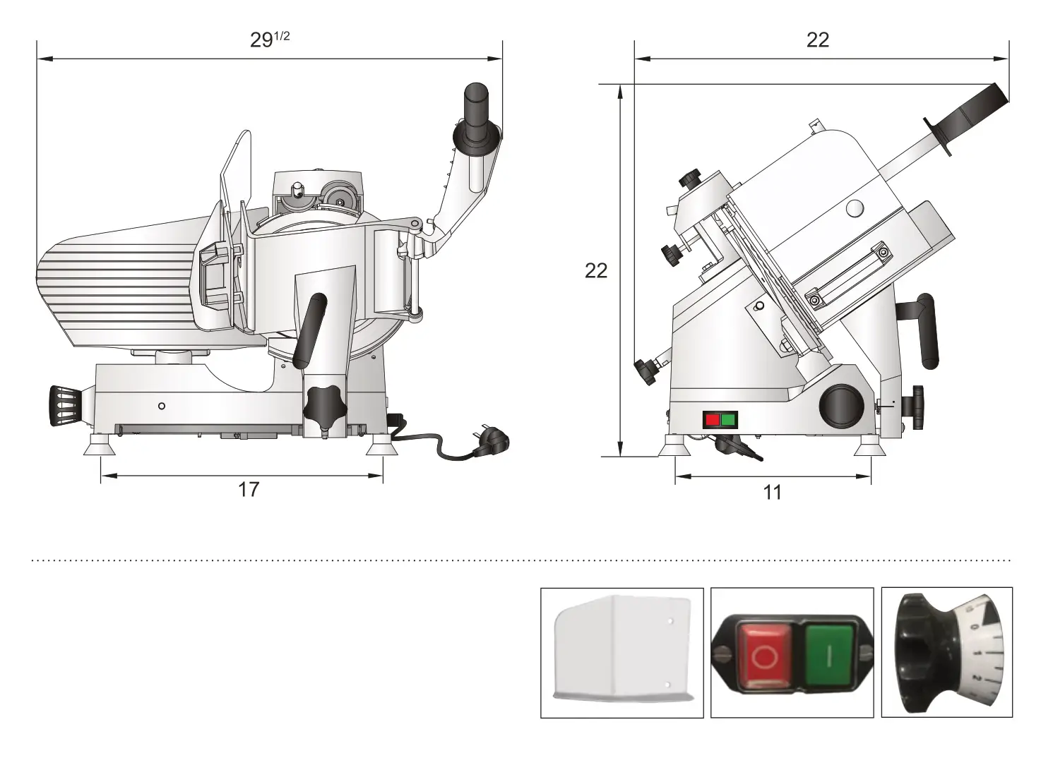 PrePal PPSL-12 12 Inch Compact Manual Slicer - PLAN VIEW
