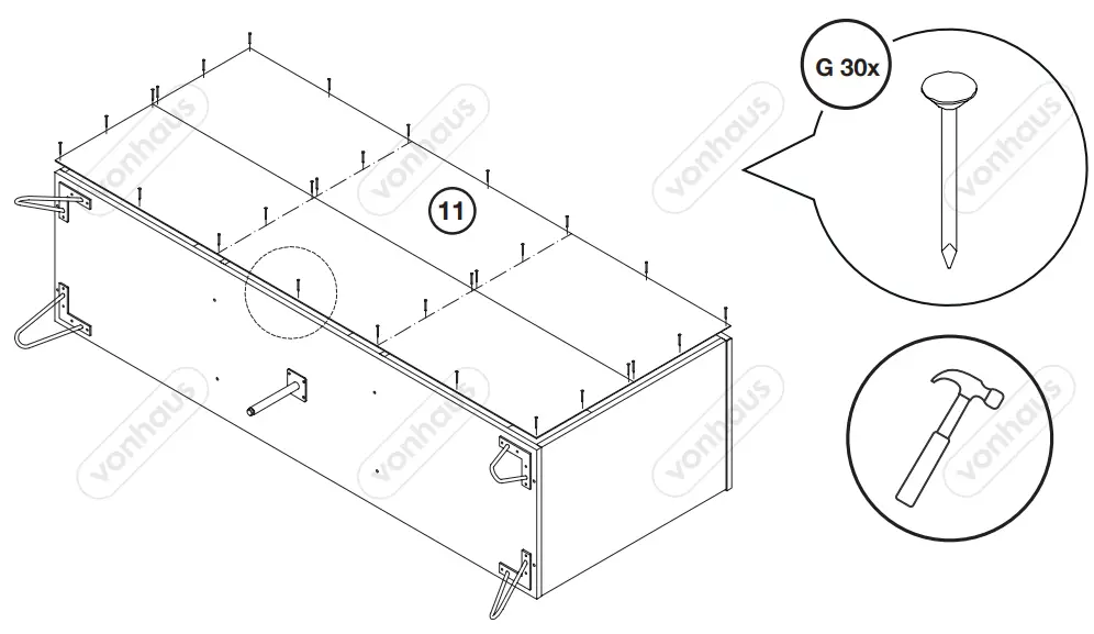VonHaus 3000037 Oak Effect 3 Door Sideboard - Fig 10