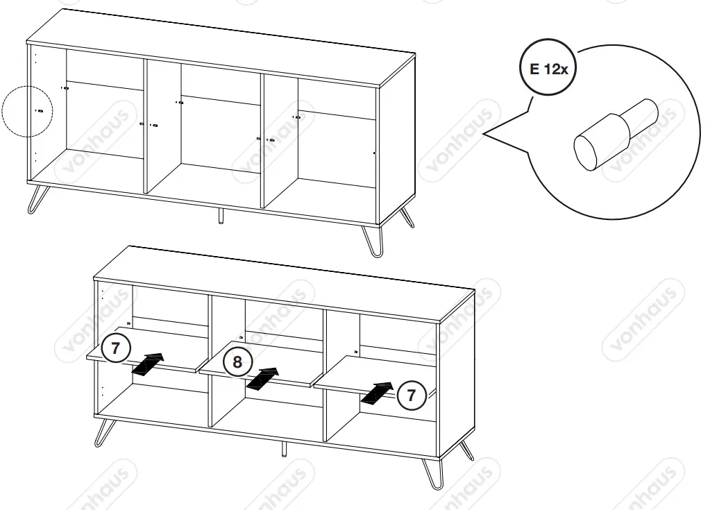 VonHaus 3000037 Oak Effect 3 Door Sideboard - Fig 11