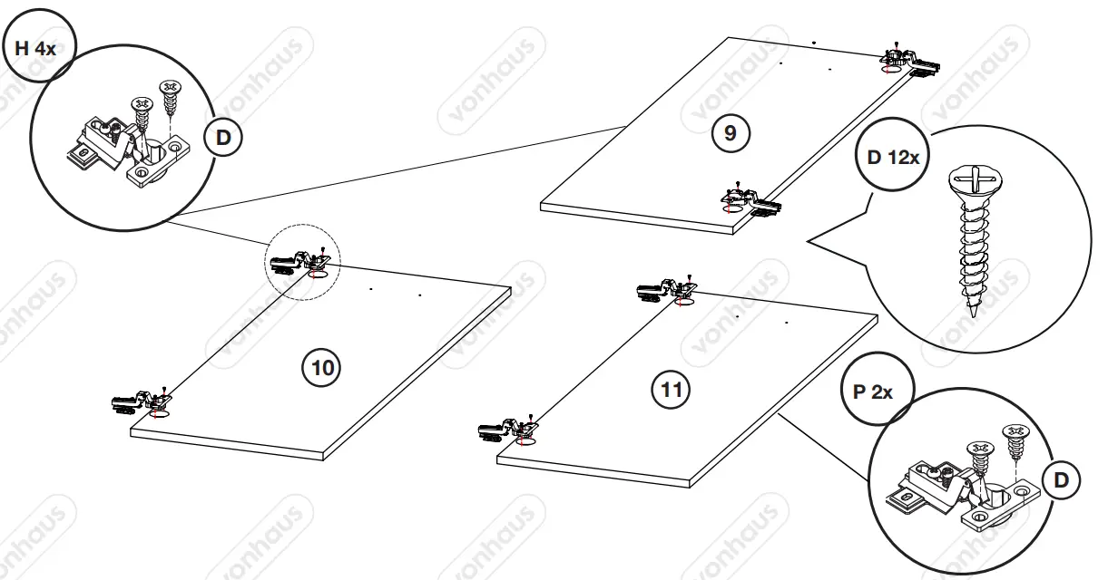 VonHaus 3000037 Oak Effect 3 Door Sideboard - Fig 12