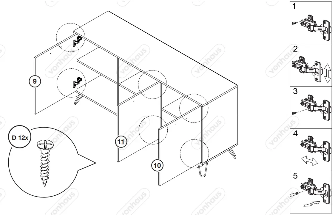 VonHaus 3000037 Oak Effect 3 Door Sideboard - Fig 14