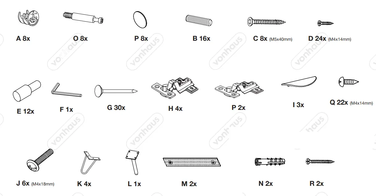 VonHaus 3000037 Oak Effect 3 Door Sideboard - Fig 4