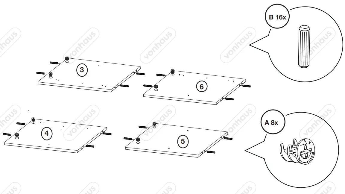 VonHaus 3000037 Oak Effect 3 Door Sideboard - Fig 6