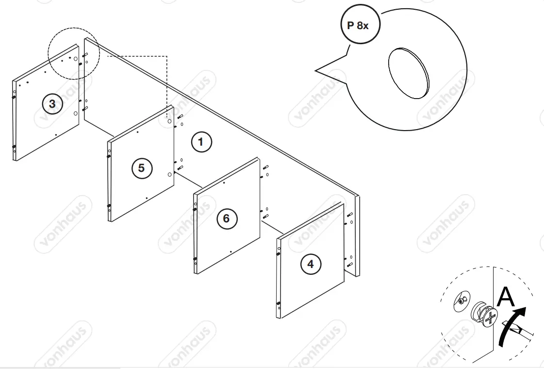 VonHaus 3000037 Oak Effect 3 Door Sideboard - Fig 7