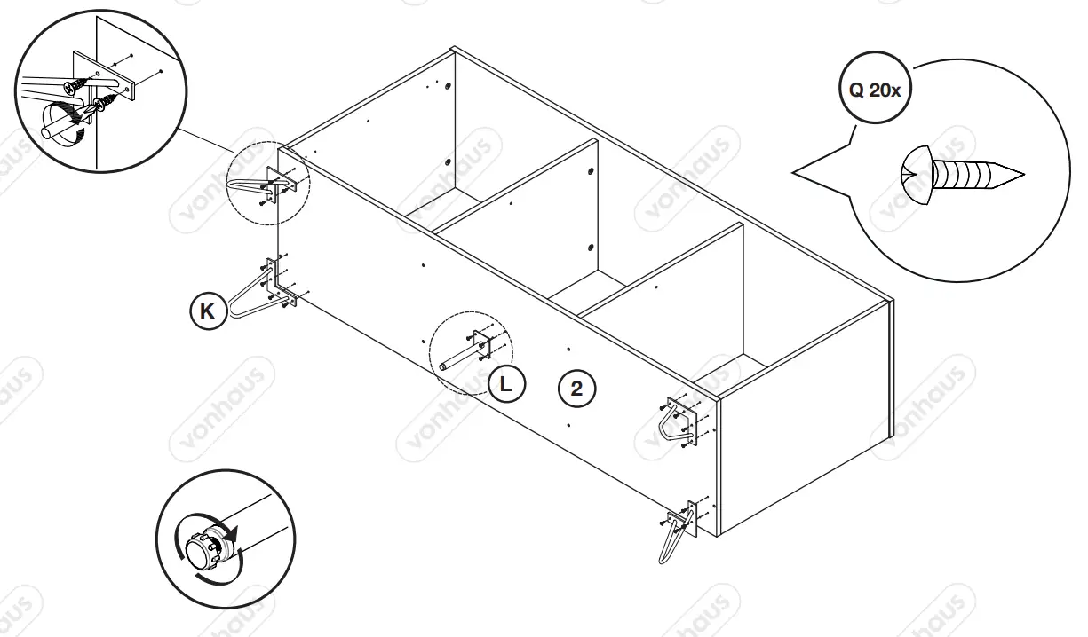 VonHaus 3000037 Oak Effect 3 Door Sideboard - Fig 9
