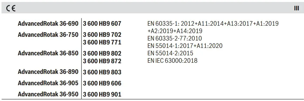 BOSCH AdvancedRotak 36-650 Electric Lawn Mower Instruction Manual - CE icon