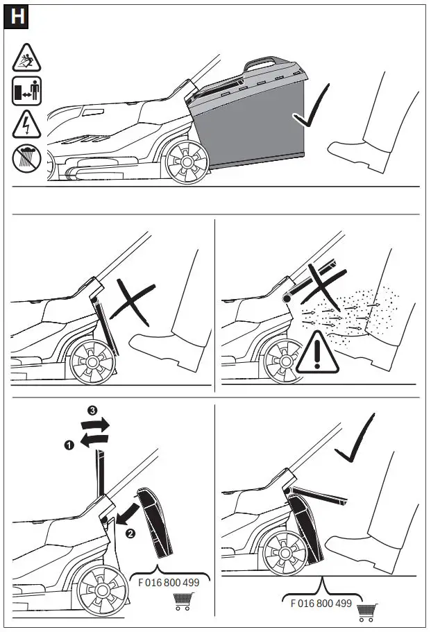 BOSCH AdvancedRotak 36-650 Electric Lawn Mower Instruction Manual - Fig h