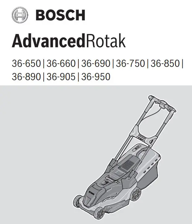 BOSCH AdvancedRotak 36-650 Electric Lawn Mower Instruction Manual