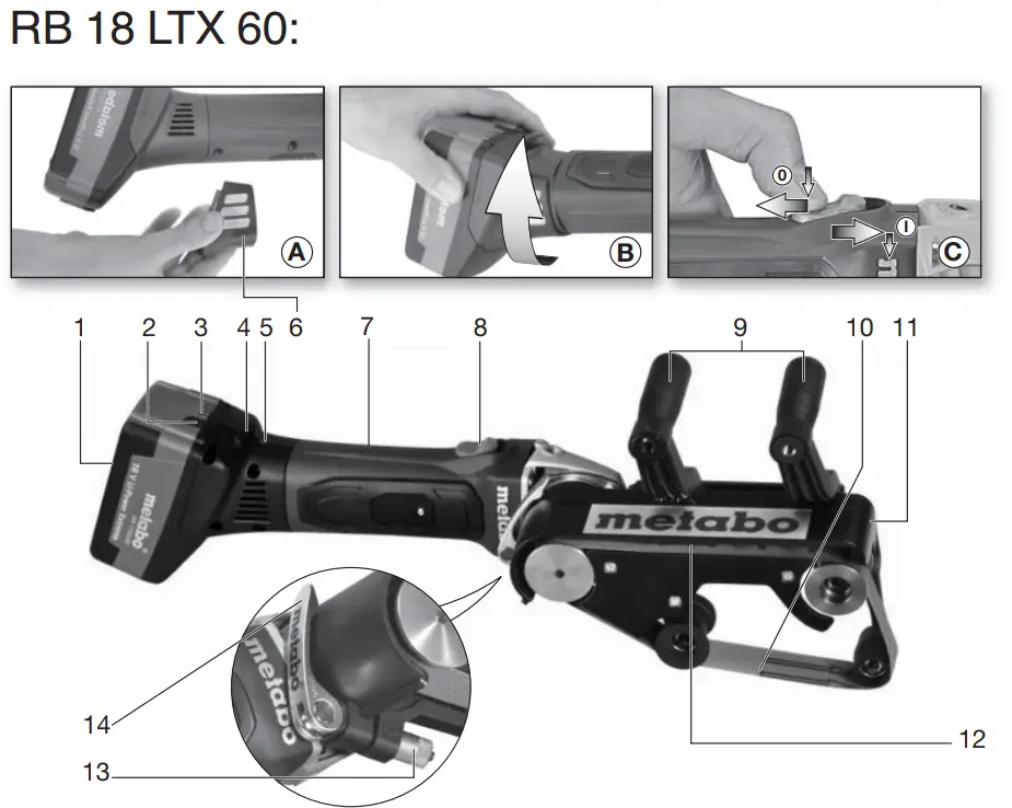 metabo RBE 9-60 Tube Belt Sander - Fig 2