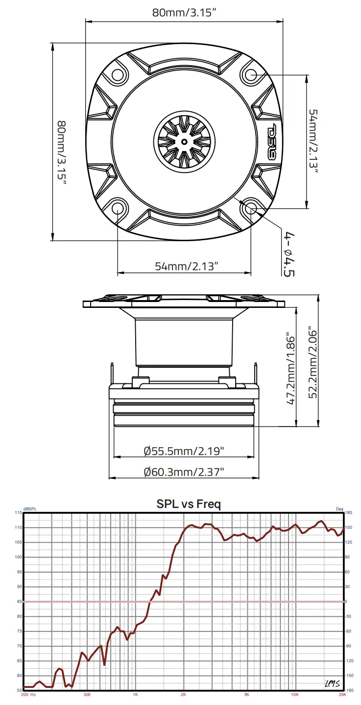 DS18 PRO TWN2 3 Inch High Compression Super Bullet Tweeter with 1 Inch Polyimide Voice Coil and Neodymium Magnet - Fig