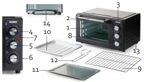 DOMO DO806GO Mini Oven Timer Function 20 Litres Black - 1