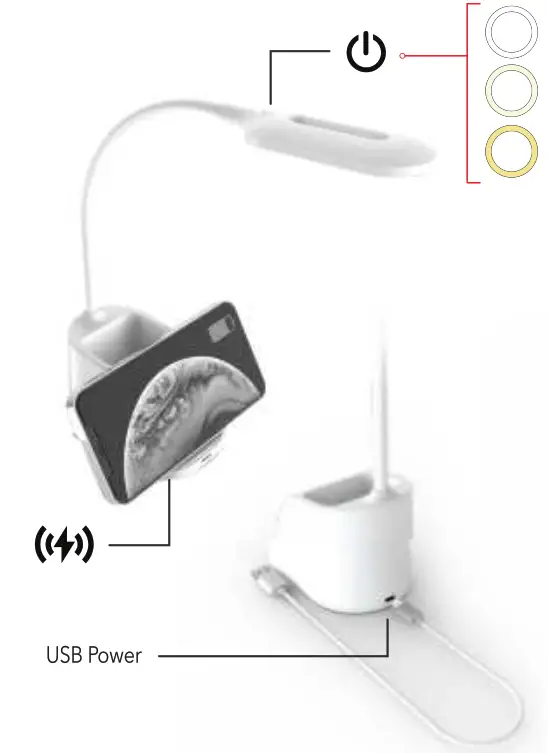 digipower DP WSH DTL2 LED Desk Lamp with Phone Charger - fig