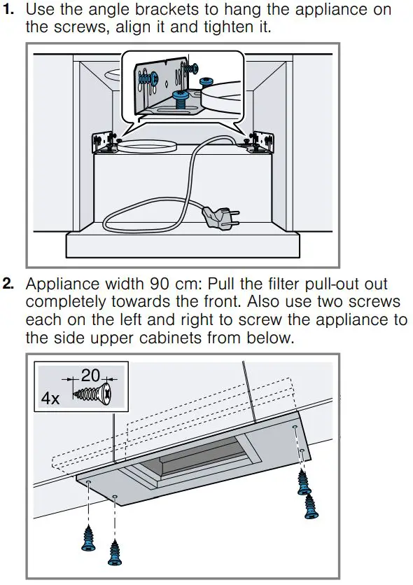 SIEMENS LI64MA531B iQ300 Telescopic Hoods User Manual - Installing the appliance