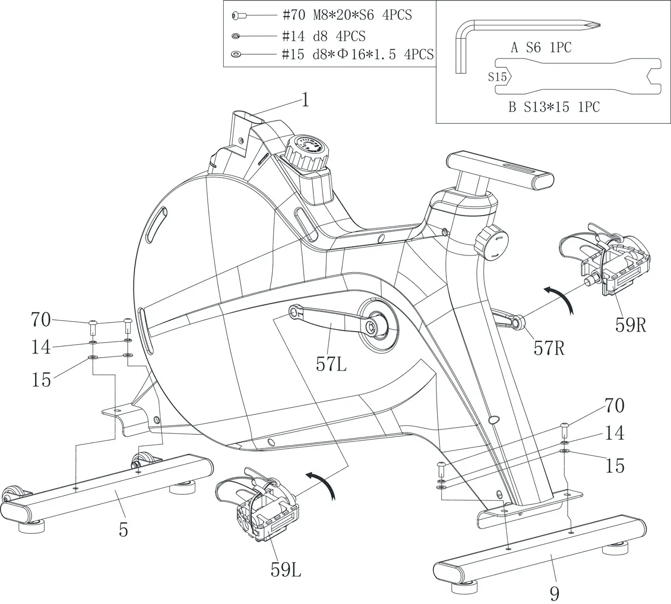 FORTIS FSMFWSK400A SK-400 Magnetic Flywheel Spin Bike - ASSEMBLY