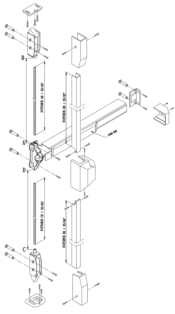 CAL ROYAL 8000V Vertical Rod Exit Device Reversible - fig15