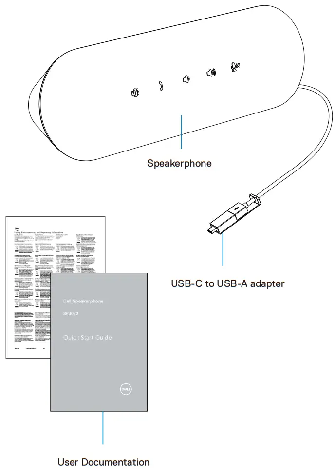 DELL SP3022 USB Computer Speakerphone